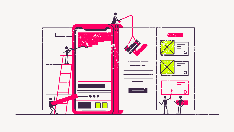 Eine Illustration, die die Erstellung einer App veranschaulicht.